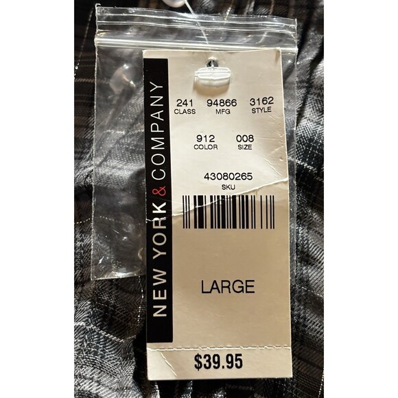 New York & Company Women’s Size Large Plaid Button Front Tie Back Tunic Top - Picture 5 of 8